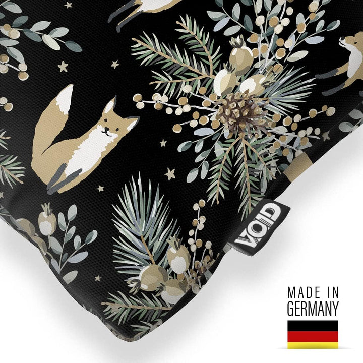 VOID Winter Fuchs schwarz Kissenbezug Kissenhülle Sofakissen Kissen Deko Weihnachten Winter Weihnach