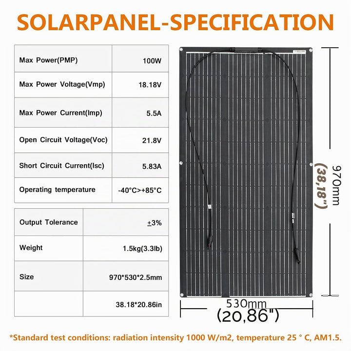 200W 12V Solarpanel Flexibel 2x100W 18V ETFE Monokristallin Solarmodul für 12V/24V Batterien Marine