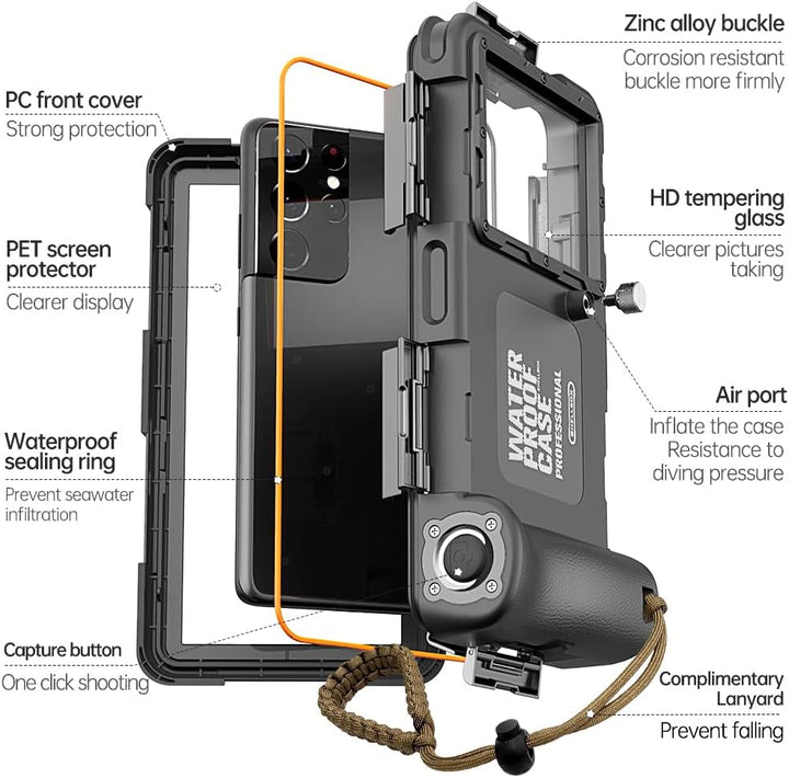 ZLIME wasserdichte Handyhülle 7.0 Zoll Unterwasser Wasserfeste Handy Wasserschutzhülle Handytasche,