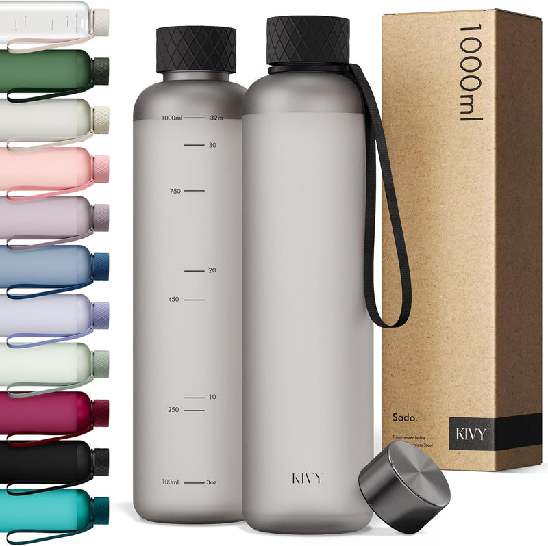 KIVY Trinkflasche 1l - Kohlensäure geeignet, Auslaufsicher, Bruchsicher, Federleicht - Trinkflasche