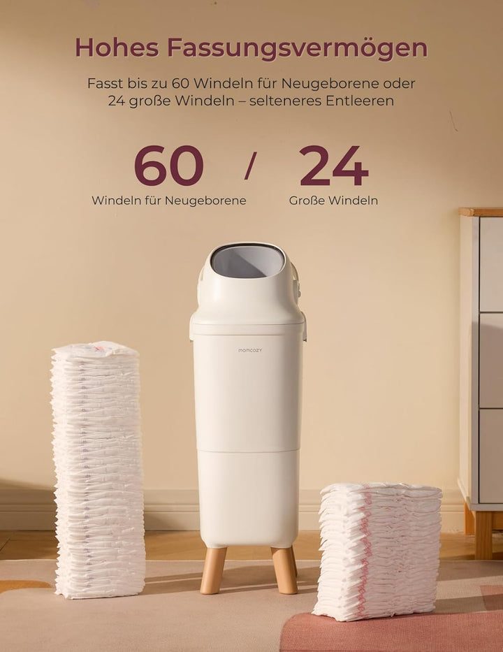Momcozy Windeleimer mit 3-fach-Verschlusssystem zur Reduzierung von Gerüchen, windeleimer geruchsdic