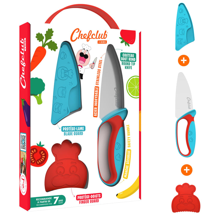 Messer für Kinder: Mit Fingerschutz, Klingenschutz und ergonomischen Griff. Teal/Turquoise Green