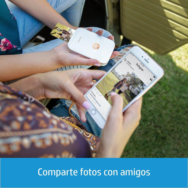 HP Sprocket Mobiler Fotodrucker (Drucken ohne Tinte, Bluetooth, 5 x 7,6 cm Ausdrucke) weiss nur Foto