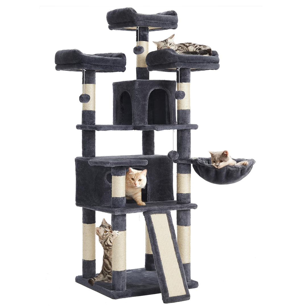 Feandrea Kratzbaum, XXL Katzenbaum, 169 cm, rauchgrau PCT019G01 Rauchgrau 54L x 49B x 169H cm, Rauch