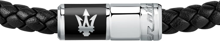 Maserati Jewels Herren Armband aus Stahl, recyceltes Leder, Emaille - JM222AVE07