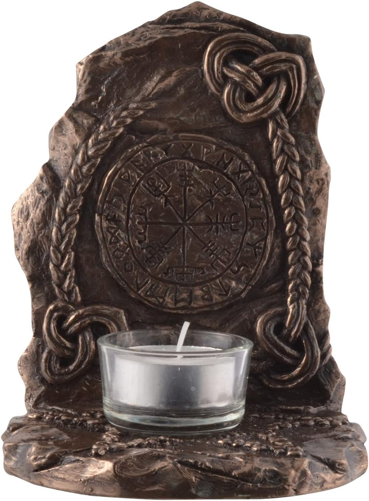 Wikinger Kompass Vegvisir als Teelicht - bronziert by Veronese