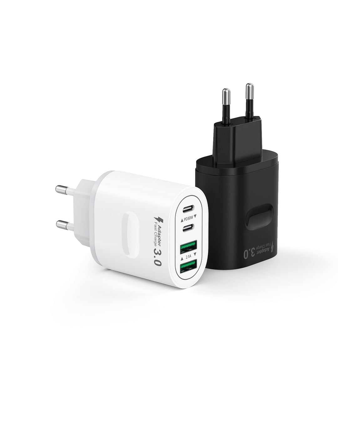 USB C Stecker, 2-Pack 4-Ports USB Ladegerät Mehrfach Ladestecker 60W Power Adapter PD 3.0 Schnelllad