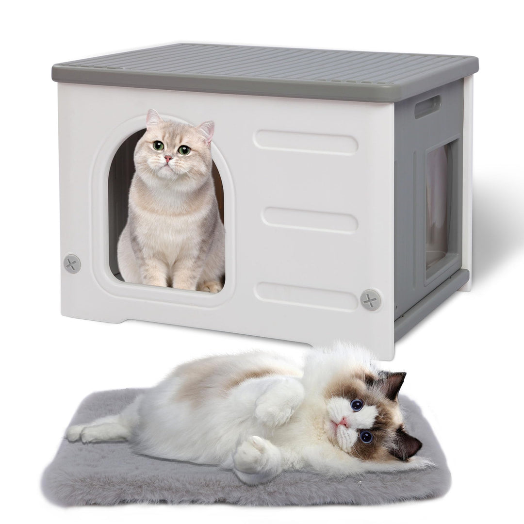 Katzenhäuser für Indoor-Katzen Kunststoff verwildert Outdoor-Katzenhaus Welpenunterkunft für kleine