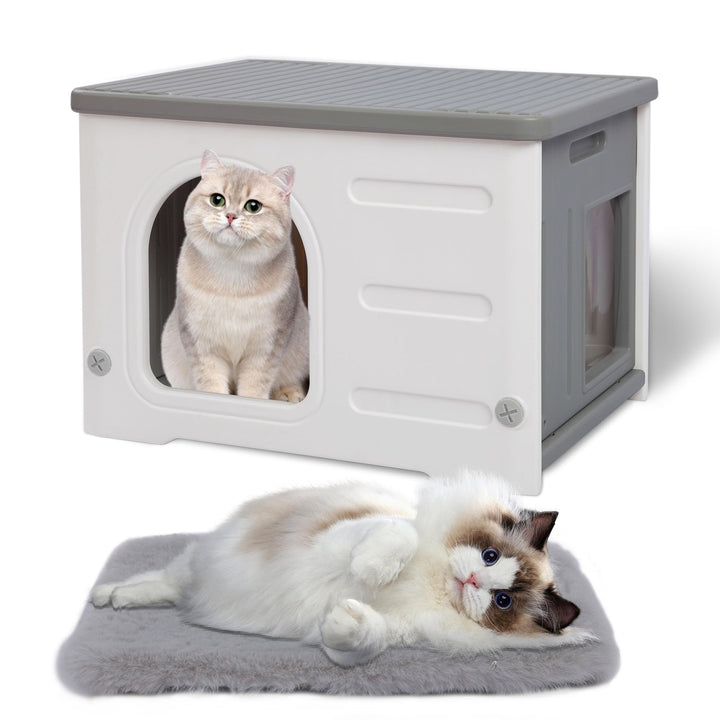 Katzenhäuser für Indoor-Katzen Kunststoff verwildert Outdoor-Katzenhaus Welpenunterkunft für kleine