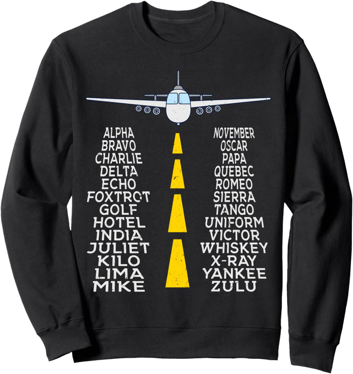 Pilot & Flugzeug phonetisches Alphabet Geschenk Flughafen Sweatshirt