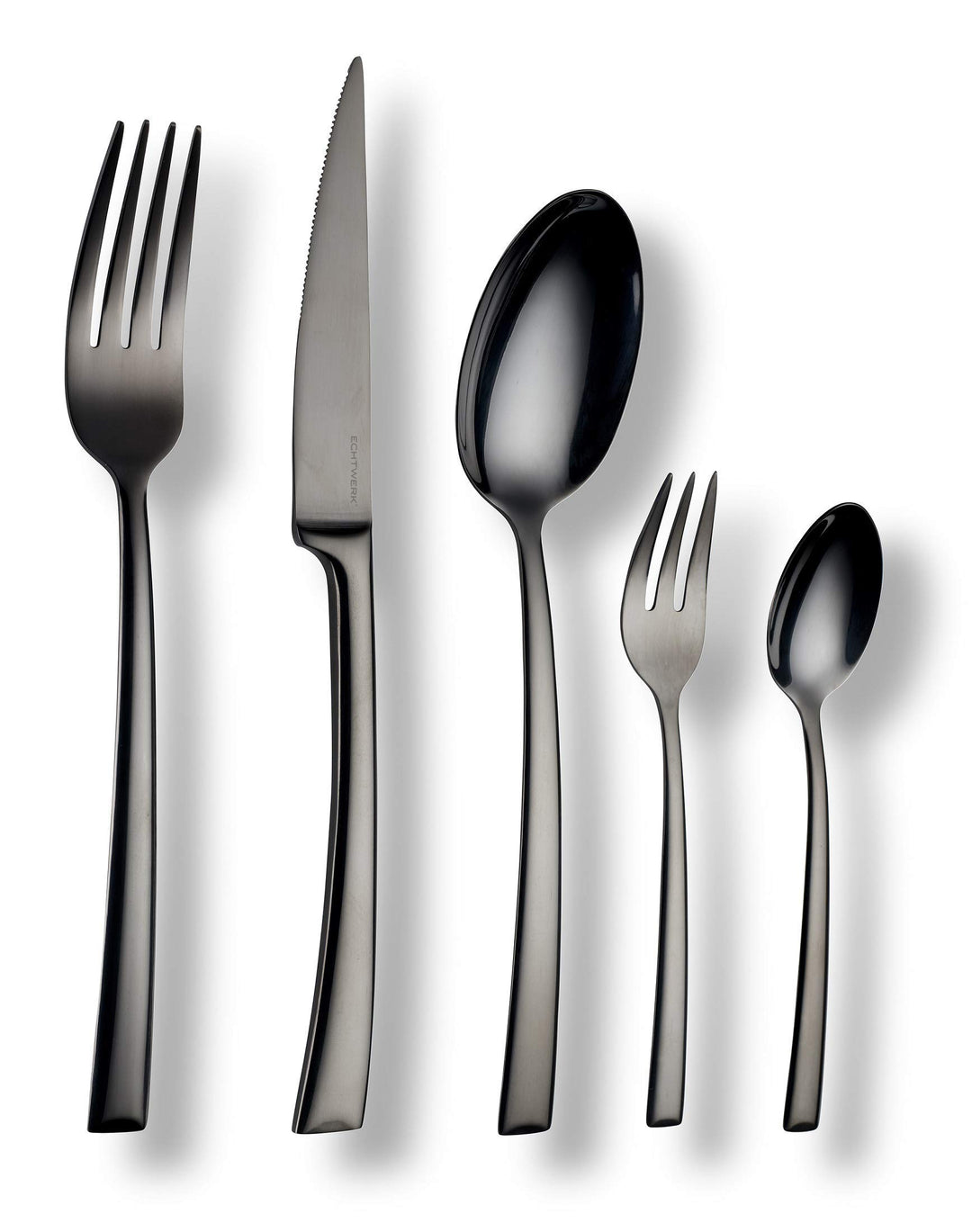 Echtwerk EW-BS-3010S Tafelbesteck Avelino/Shiny-Black Edition, 30-teilig, für 6 Personen, Edelstahl