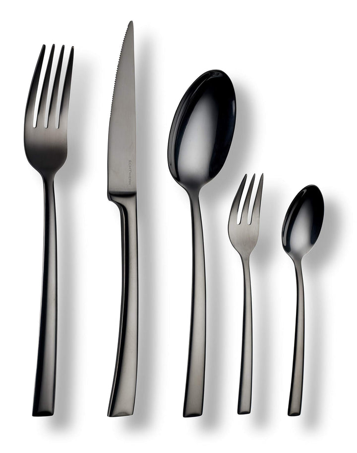 Echtwerk EW-BS-3010S Tafelbesteck Avelino/Shiny-Black Edition, 30-teilig, für 6 Personen, Edelstahl