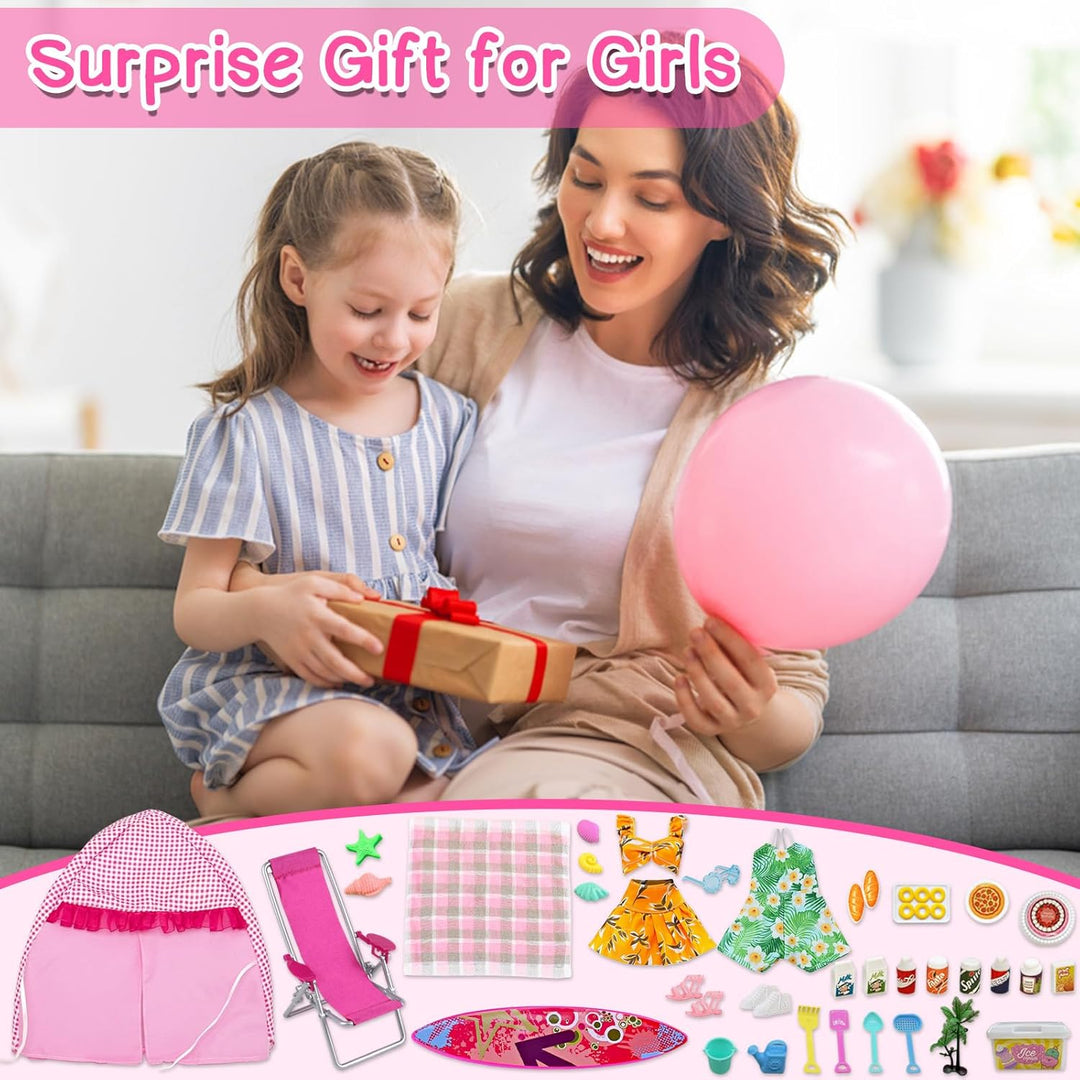 35 PCS Kleidung Camping Sets Kompatibel mit Barbie 11,5 Zoll Puppen, 1 Zelt, 1 Picknickdecke, 1 Stuh