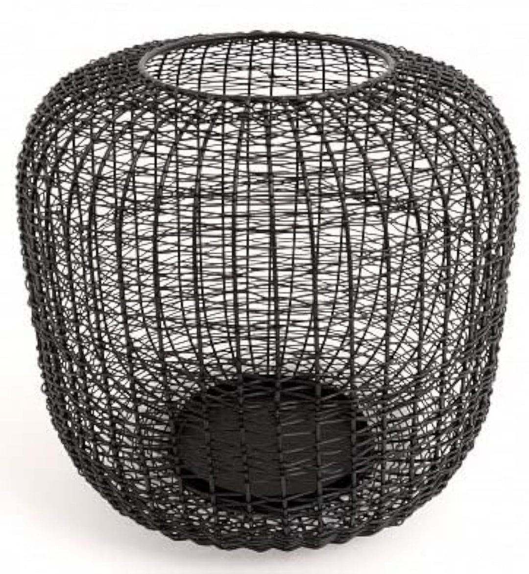 Brandsseller Windlicht Ø 23 x H 21 cm Metall Draht Gitter Design Schwarz Kerzenständer Laterne Indoo