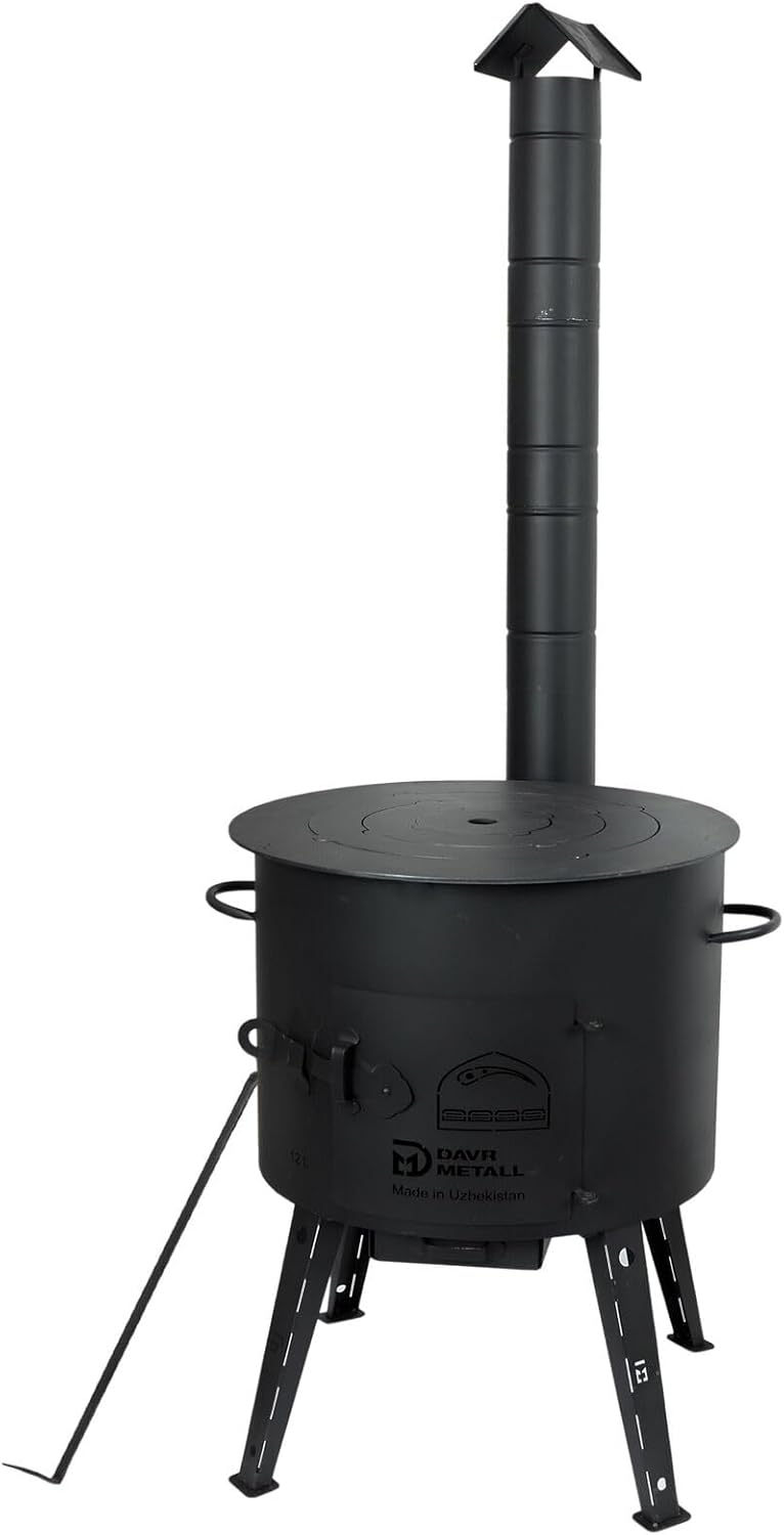 Ø40cm Uchag 2mm stahl Utschak mit Adapter-Ringe Abzugsrohr 12L Kazan eben Kasan Utschag Feldküche Fe
