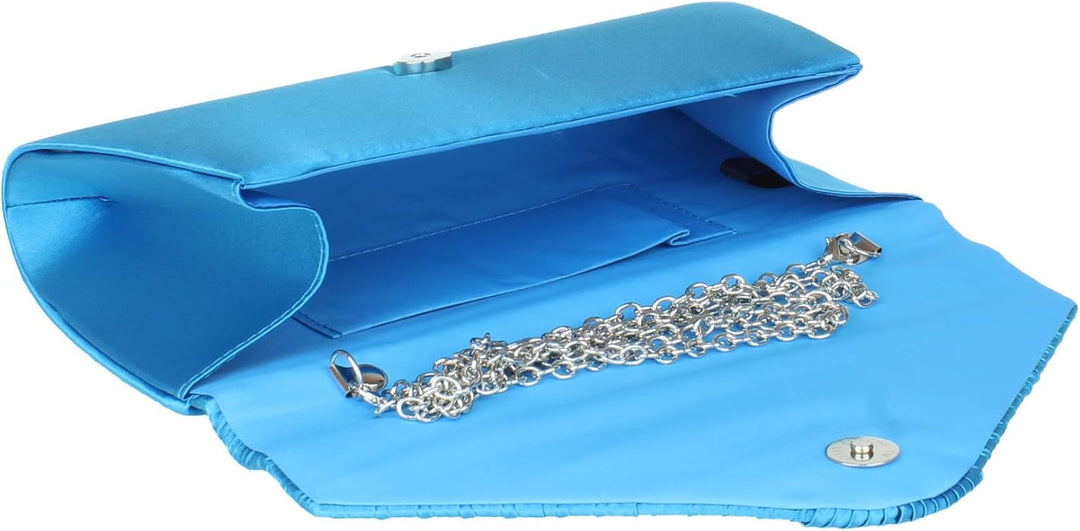 Girly Handbags Plissee-Clutch für Damen aus Satin Blau, Blau