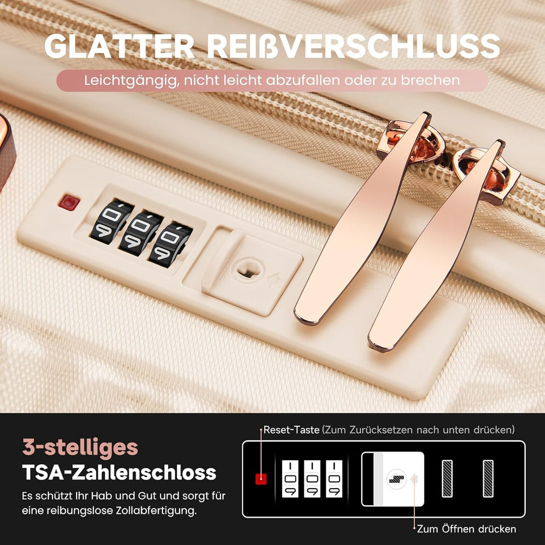 HOMELUX Kofferset 3 Teilig Hartschale Reisekoffer ABS Leicht Trolley Rollkoffer Hartschalenkoffer Se