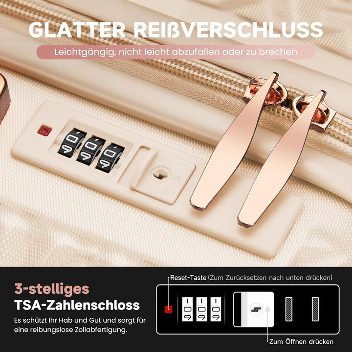 HOMELUX Kofferset 3 Teilig Hartschale Reisekoffer ABS Leicht Trolley Rollkoffer Hartschalenkoffer Se