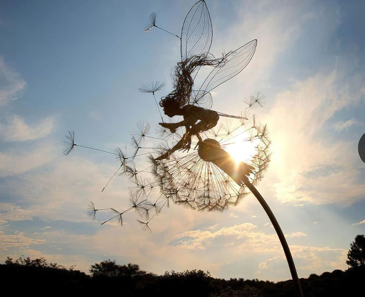 Feen Und Löwenzahn Tanzt Zusammen – Gartendeko Metall, Fairy Bloom Gartendeko, Mythische Feengarten,