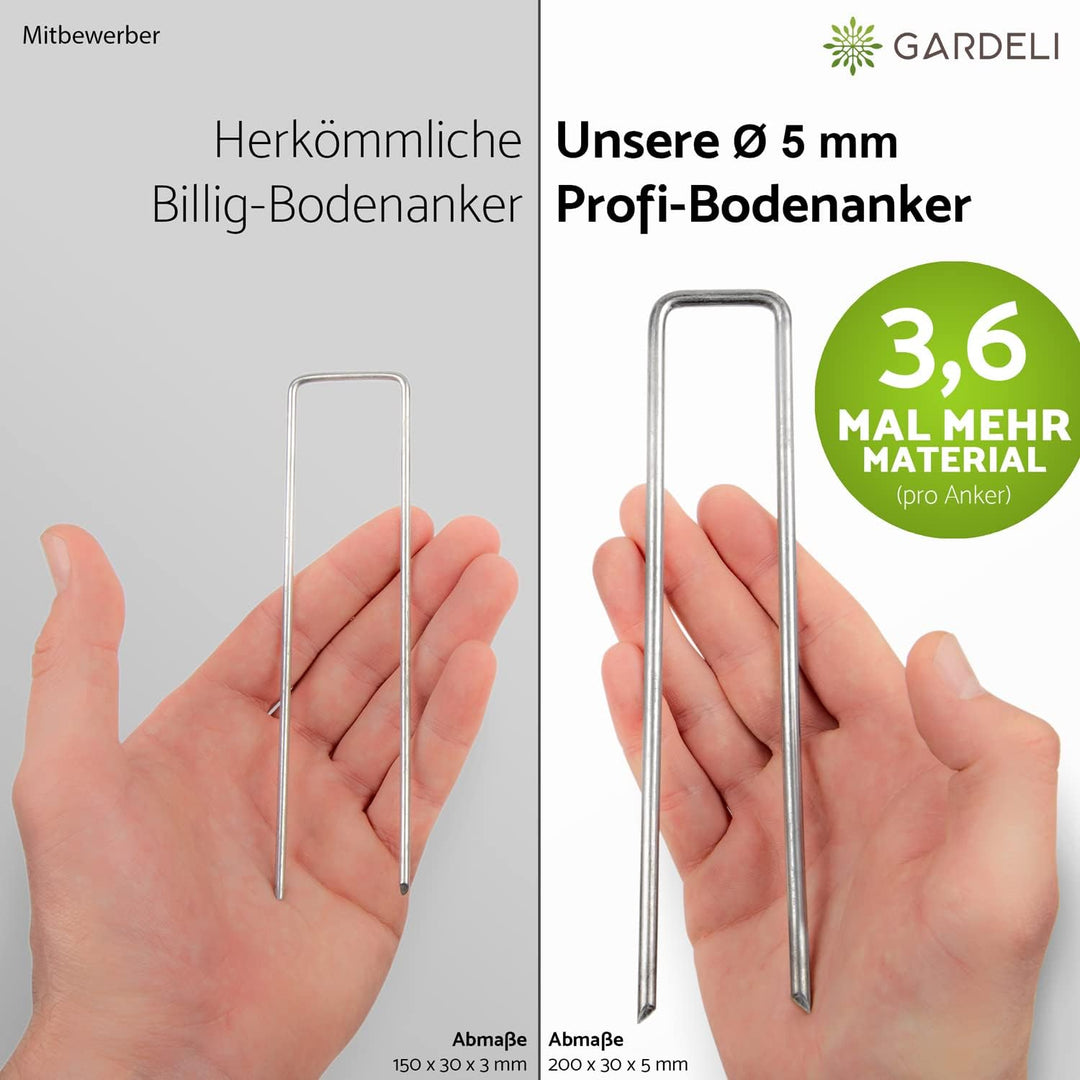 Anti-Rost Erdanker (Ø 5 mm) für extrem Harte Böden – Unglaublich Stabiler, verzinkter Stahldraht (ro