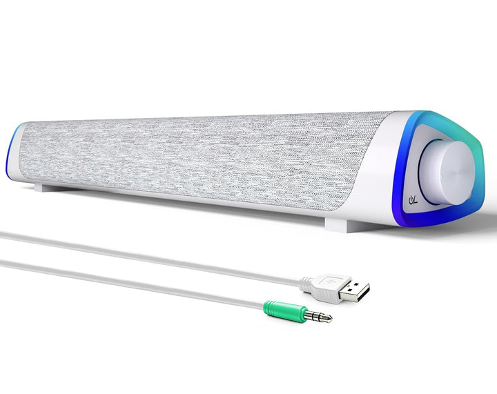 SOULION R30 Computer Lautsprecher, USB-betriebene kleine PC Lautsprecher, Bunte LED Lichter mit Scha