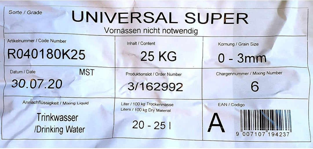 Schamottmörtel Universal Super 0,3-3 mm 25 KG Feuermörtel Schamottekleber Ofenkleber Versetzmörtel