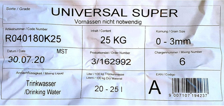 Schamottmörtel Universal Super 0,3-3 mm 25 KG Feuermörtel Schamottekleber Ofenkleber Versetzmörtel