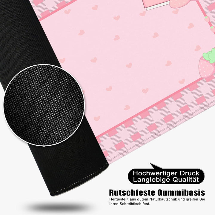 Mauspad Rosa Schreibtischunterlage Herzform 80x30cm Mousepad XL Gross Mauspad, Computer PC Tastatur