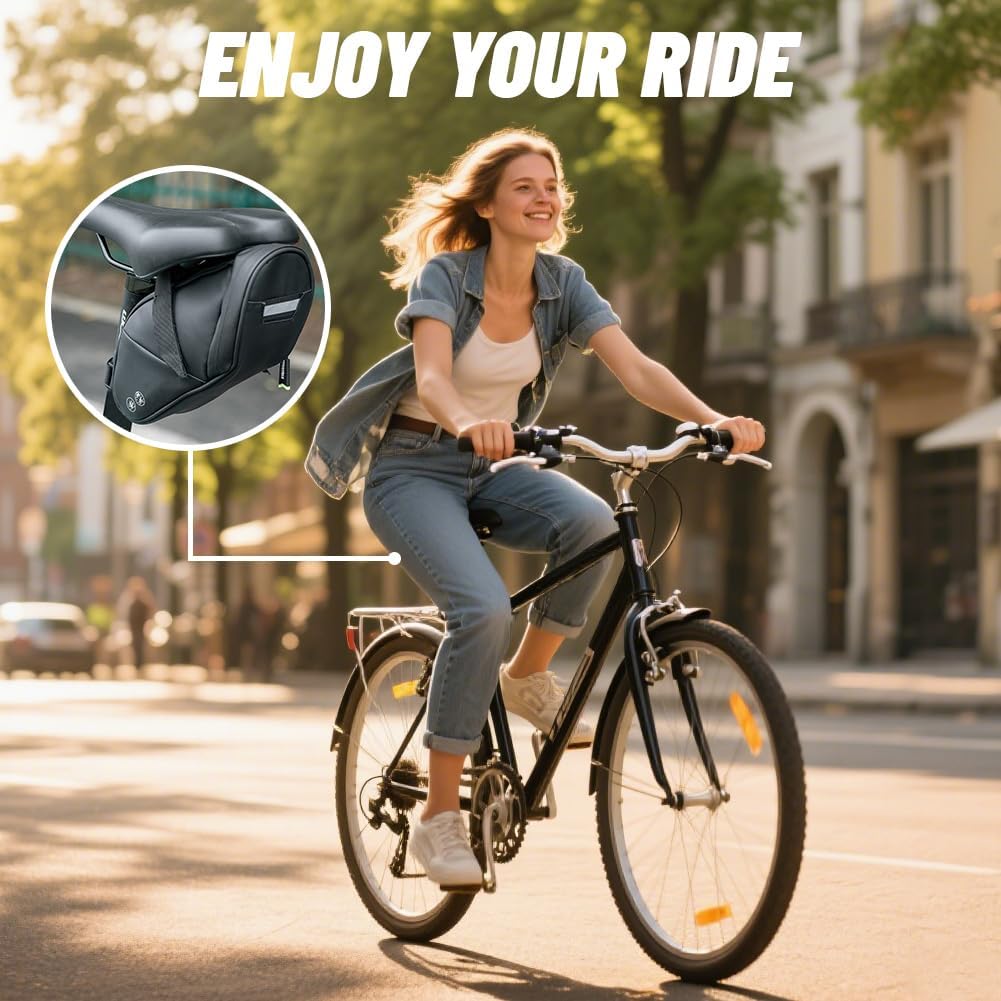 Fahrrad Satteltaschen, Wasserdichte Satteltasche mit Reflektierendem Streifen, Fahrradsatteltasche a