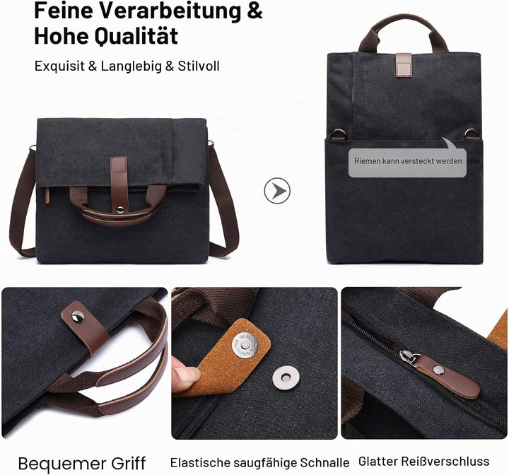 FANDARE Retro Umhängetasche Handtasche Schultertasche Herrentasche Segeltuch Kuriertasche Messenger-