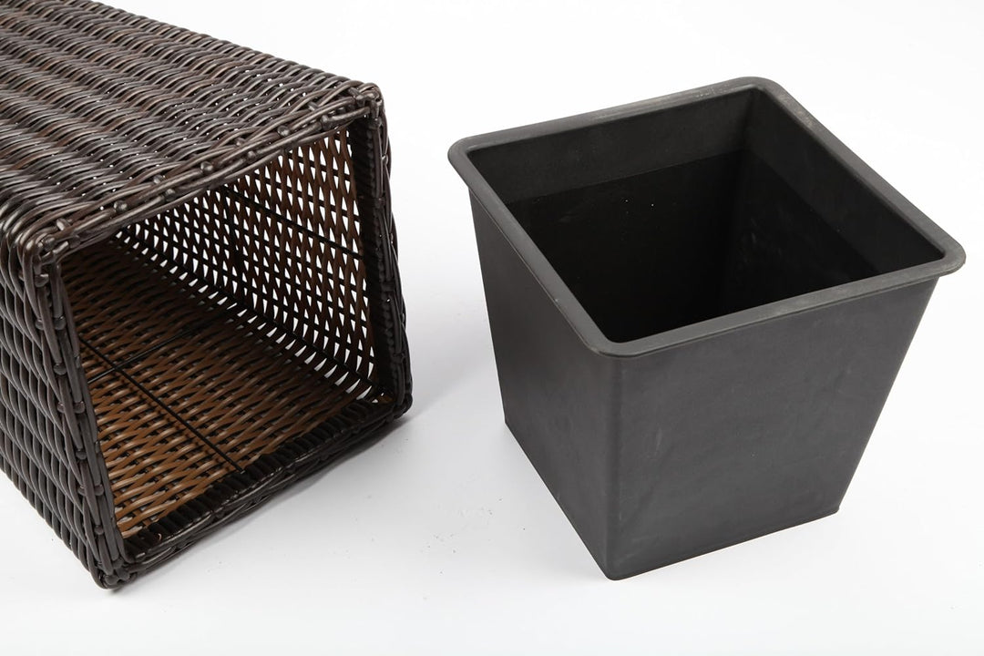 point-garden 4X Blumenkübel Pflanzkübel Pflanzgefäss Blumentopf aus Polyrattan Höhe 61cm