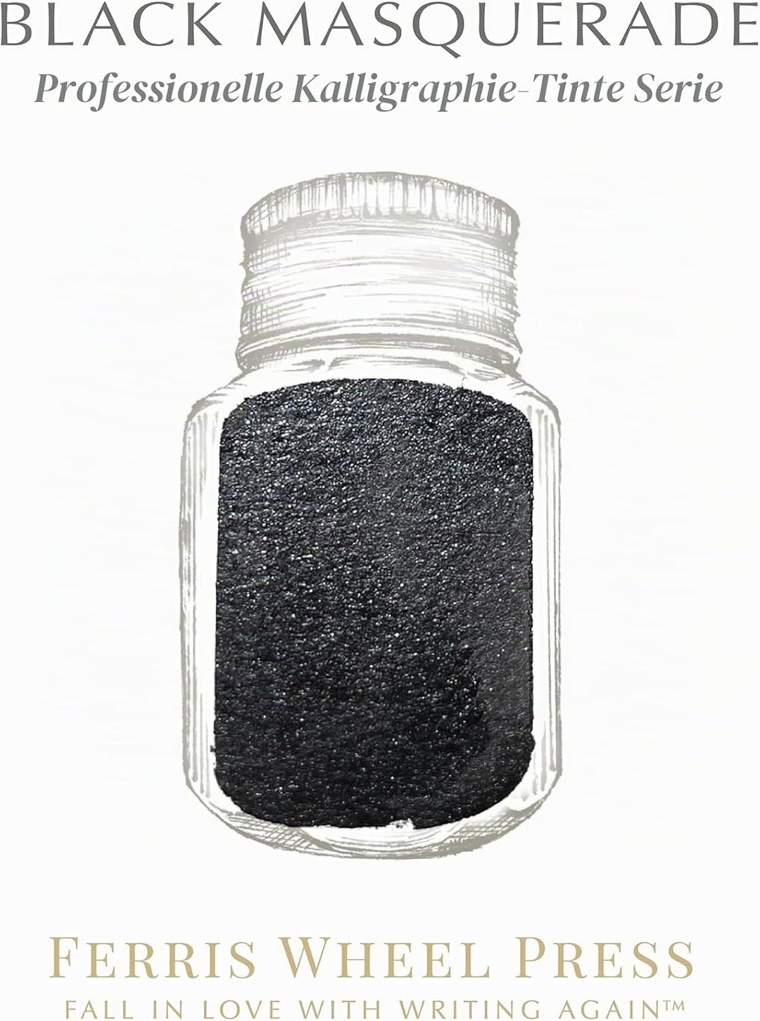 Ferris Wheel Press Calligraphy Ink | Black Masquerade with Silver Shimmer | 28ml Black 28 ml, Black