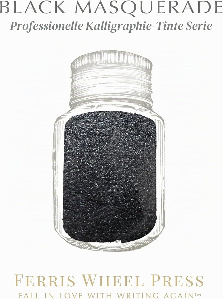 Ferris Wheel Press Calligraphy Ink | Black Masquerade with Silver Shimmer | 28ml Black 28 ml, Black