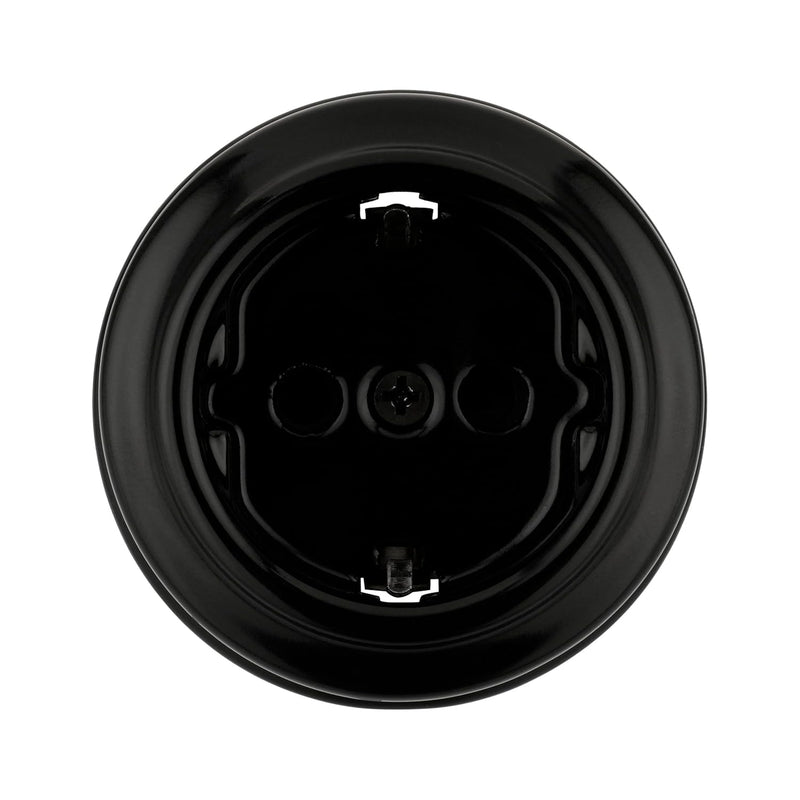 Aufputz Porzellan Retro Steckdose, All-in-One, Serie QR1 schwarz