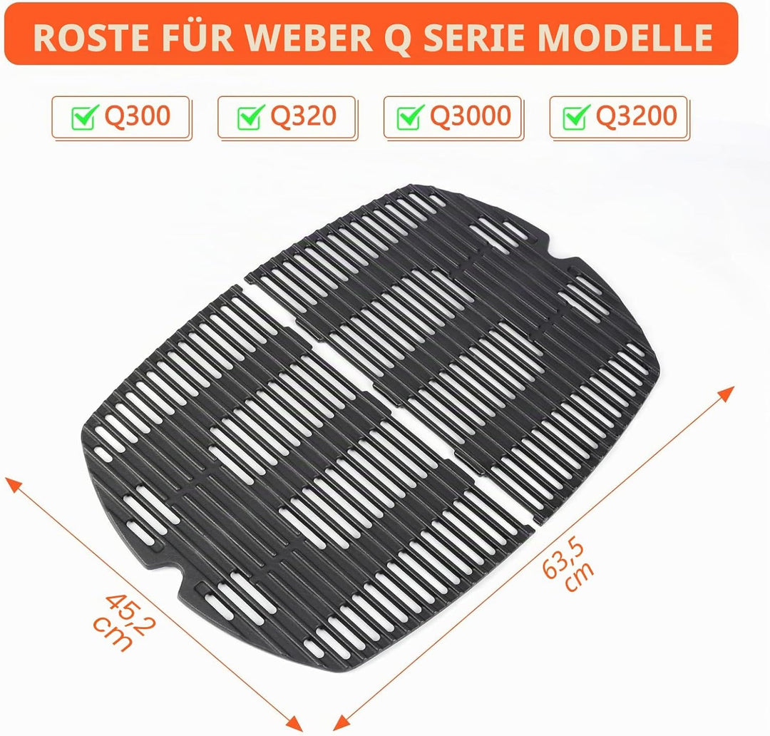 QuliMetal 7584 7646 Grillroste für Weber Q3200, Q300, Q3000, Q3100, Q320, 57060001, 586002, 426001,