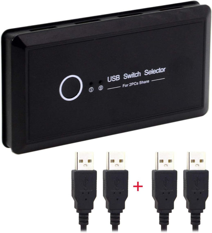 JSER KVM USB 2.0 oder USB 3.0 Switch Selector 2 Port PCs Sharing 4 Geräte für Tastatur Maus Scanner