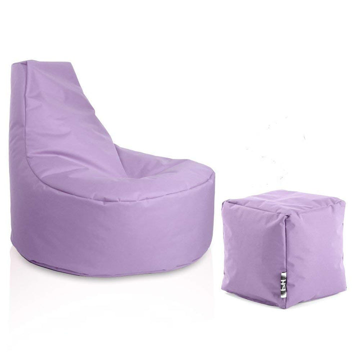 PATCH HOME Gamer Sessel Sitzsack inkl. Würfel Bean Bag Set Ø80cm, 30cm Sitzhöhe, 90cm Höhe + 35x35cm