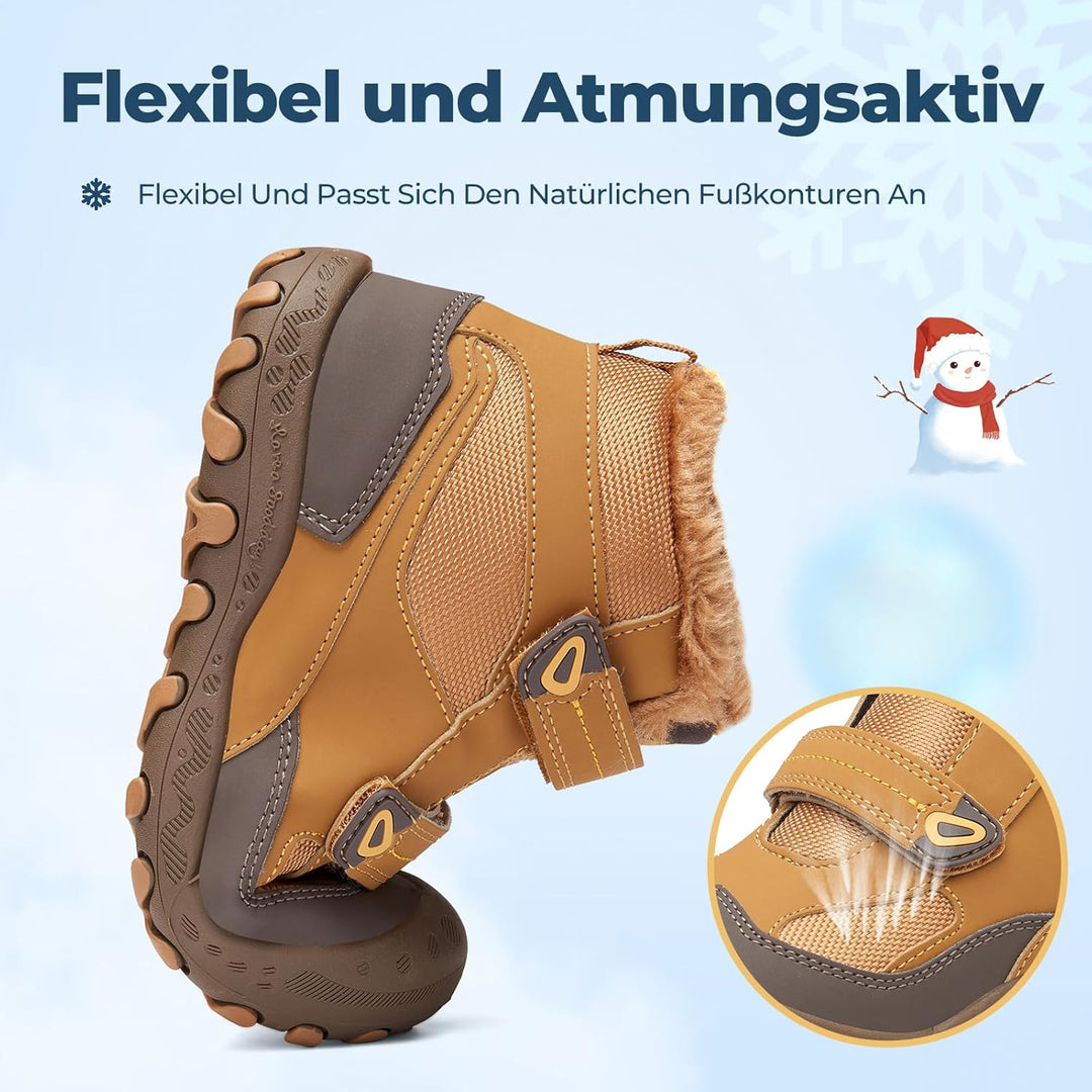 Mishansha Kinder Outdoor Winterschuhe Warm Gefüttert Winterstiefel, Gr.24-38 34 EU Tortilla Braun, 3
