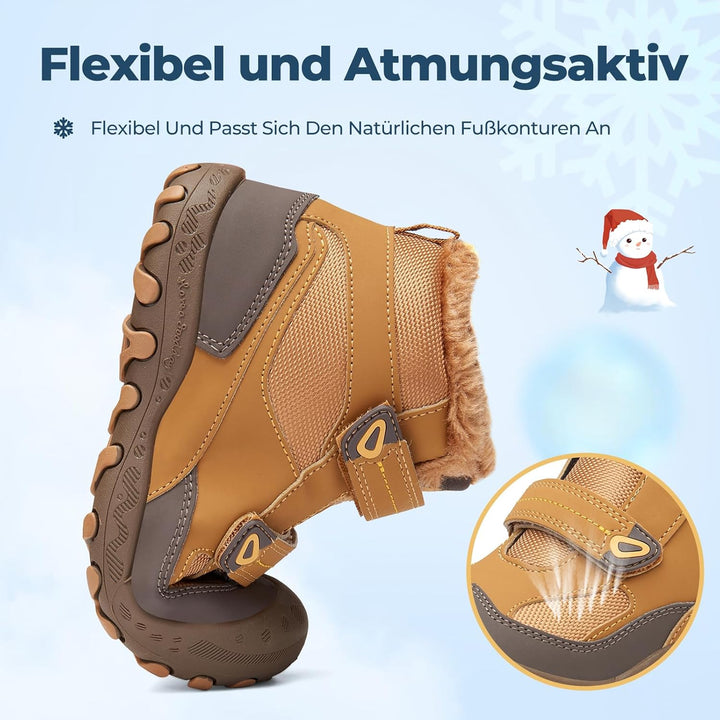 Mishansha Kinder Outdoor Winterschuhe Warm Gefüttert Winterstiefel, Gr.24-38 33 EU Tortilla Braun, 3