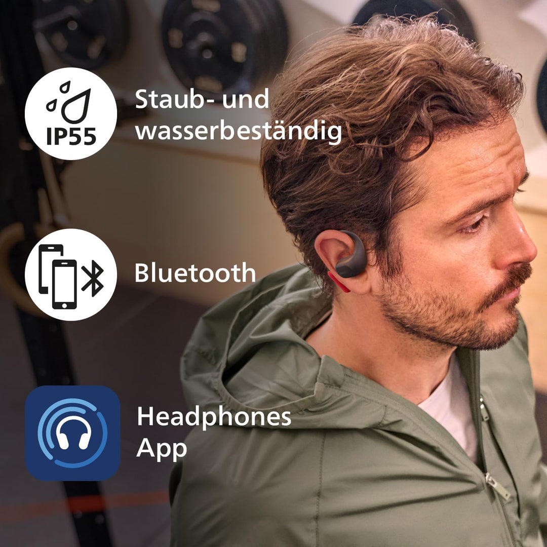 Philips TAA6709 True Wireless Air Conduction Open Ear Sports 5.3 Bluetooth Headphones, 28 Hours Play
