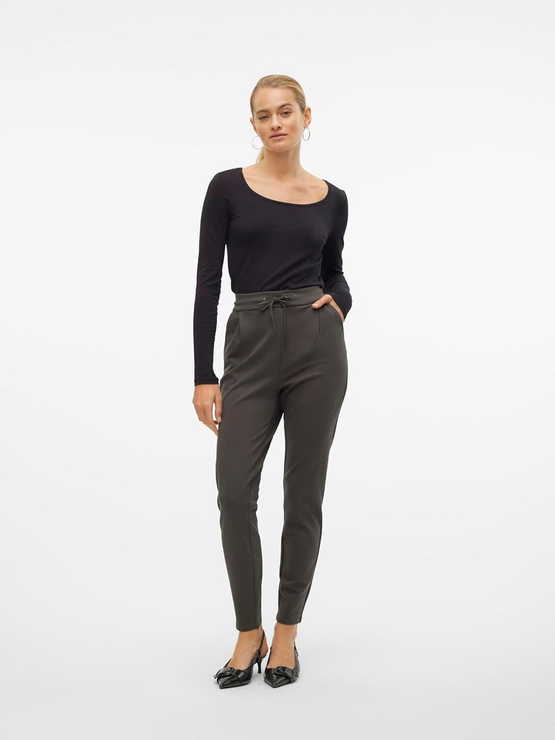 Vero Moda Female Hose VMEVA Mittlere Taille Hose XXS / 28L Peat, XXS / 28L Peat