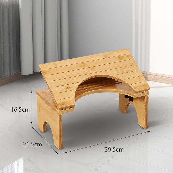 Klappbarer Toilettenhocker aus Bambus, Ergonomischer Badezimmer Tritthocker, Natürlicher Stuhl für E