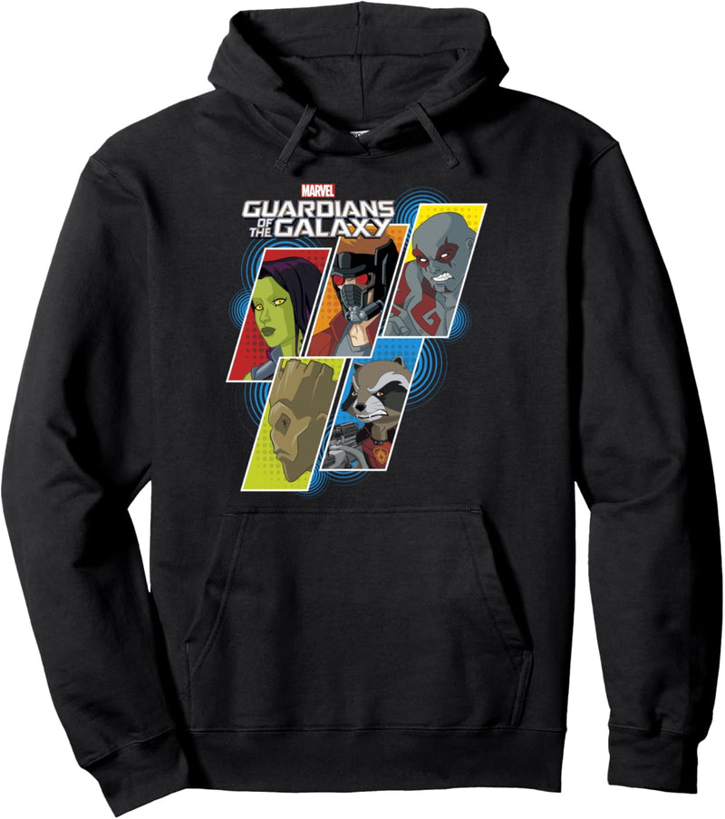 Marvel Guardians Of The Galaxy Cartoon Slanted Panels Pullover Hoodie