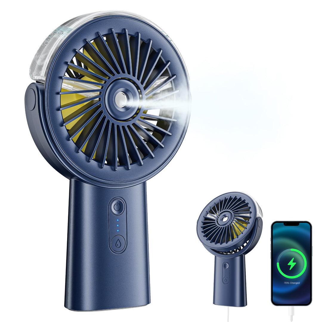 Handventilator Akku Aufladbar mit Wasserkühlung, 6000mAh Tragbarer Mini Ventilator mit 3 Gänge, Vent