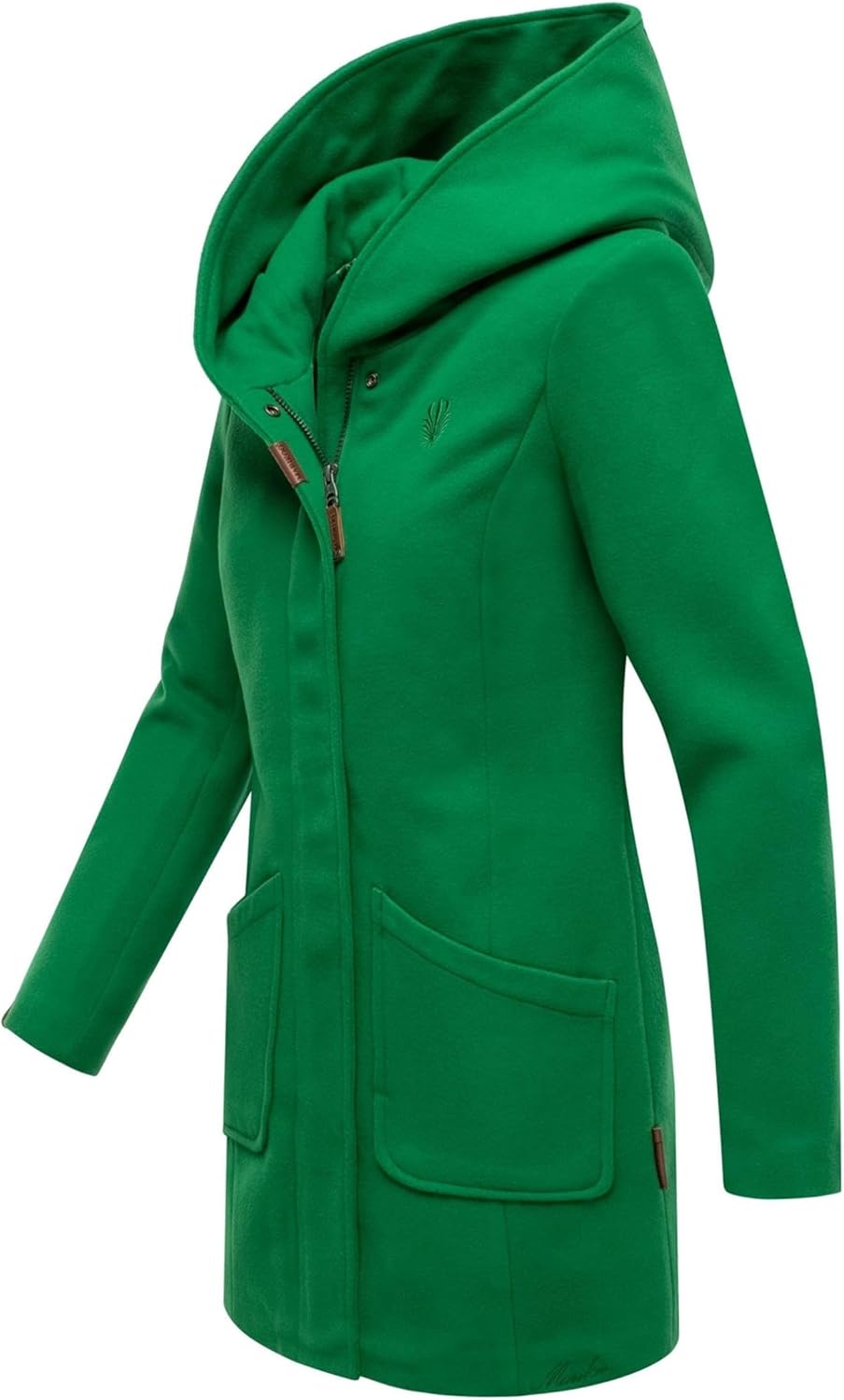 MARIKOO Damen Mantel Trenchcoat Wintermantel Übergangs Jacke Parka Lang B819 S Smaragd-Green, S Smar