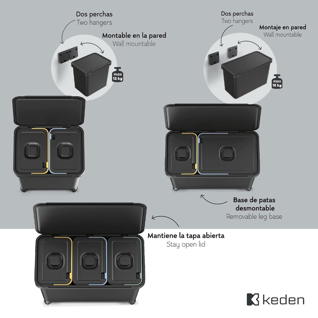 Recycling-Sortiersystem 3 x 10 Liter KEDEN