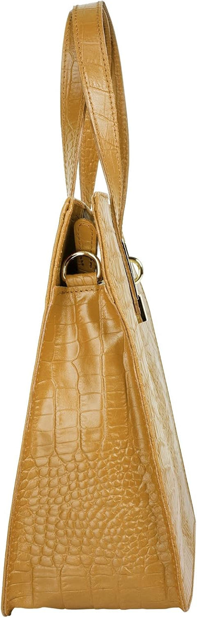 Cluty Handtasche Echt Leder Damen - 021321 Gelb, Gelb