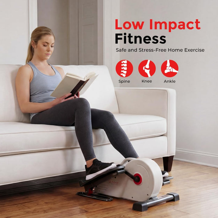 Sunny Health & Fitness Kompakter Untertisch-Ellipsentrainer, Tragbare Pedal-Trainingsmaschine für da