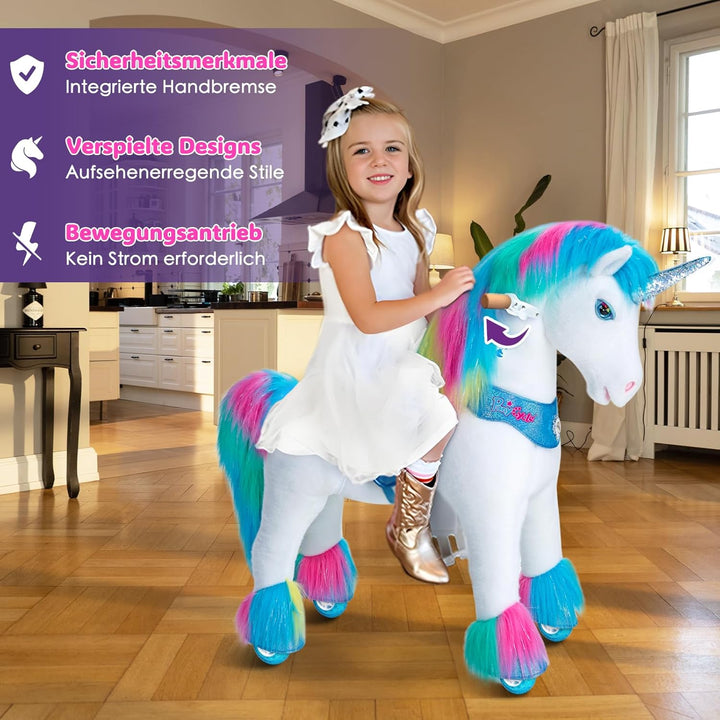 PonyCycle Einhorn Spielzeug für Kinder 4–7 Jahre, REIT-Einhorn Hochwertig mit Bremse, Advanced Model