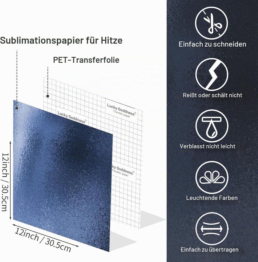 LUCKIGUCK Infusible Transfer Ink Sheets 8 Stück/Set, Glitter Vorgedrucktes gefärbtes Sublimationspap